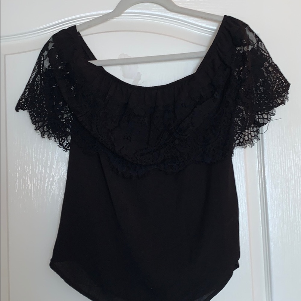 Off the Shoulder Black Lace Top